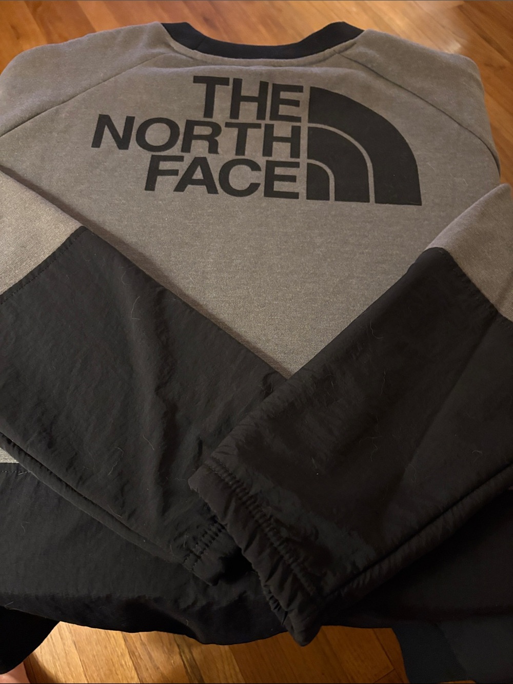 The North Face Gray and Black Colorblock Heavyweight Sweatshirt